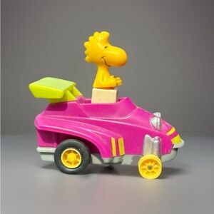 Vintage 1972 Peanuts Woodstock Pull Back  Race Car Toy 2" McDonalds Happy Meal